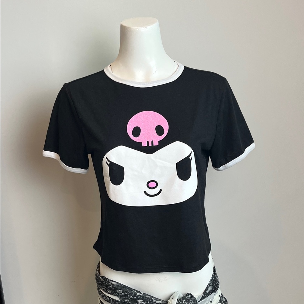 Kuromi Face Girls Ringer Baby Tee